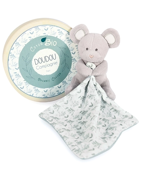 Doudou cadeau set - pluchen muis met deken van biologische katoen