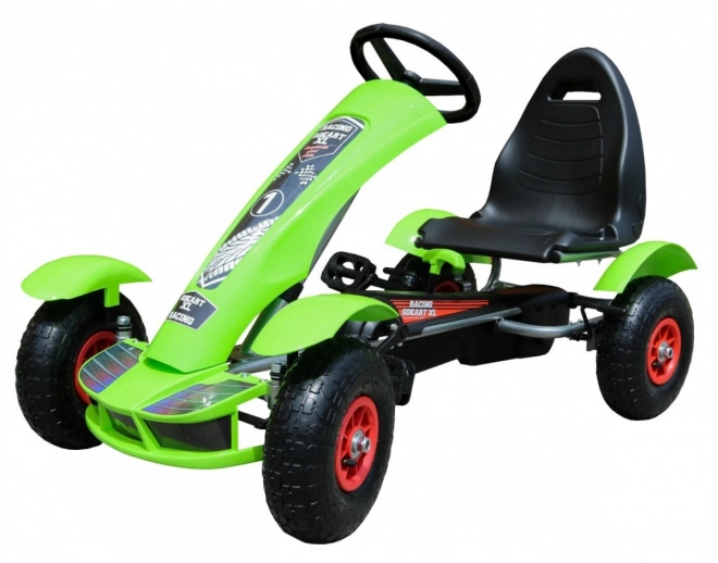 Racemerk go-kart XL voor kinderen 3+ Groen + Opblaasbare banden + Verstelbare stoel + Vrijloop
