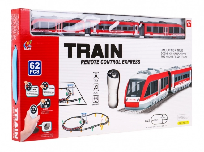Afstandsbediende trein + hellingen + accessoires - 62 delen