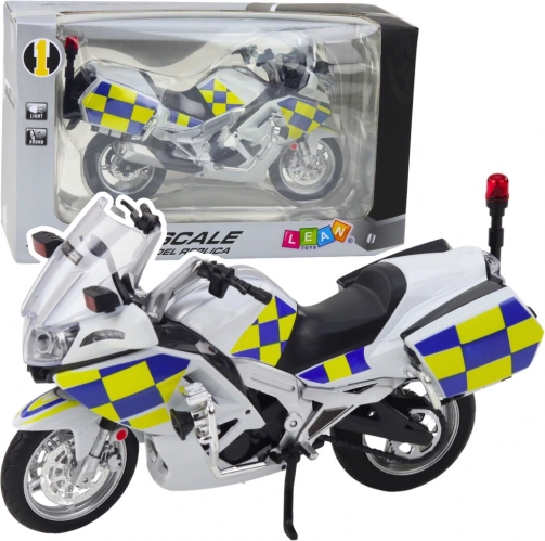 metalen politie­motor 1:12 met licht en geluid, wit