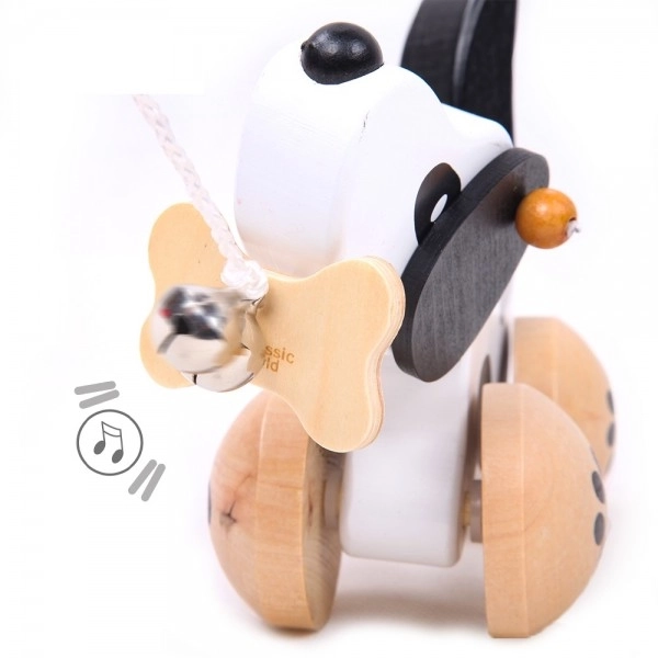 Hondje met bel trek houten doos 22x14x10cm 12m+