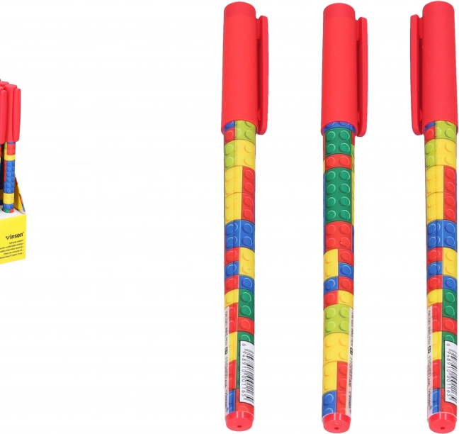 Balpen met blauwe inkt 0,7 mm – blokjesdesign