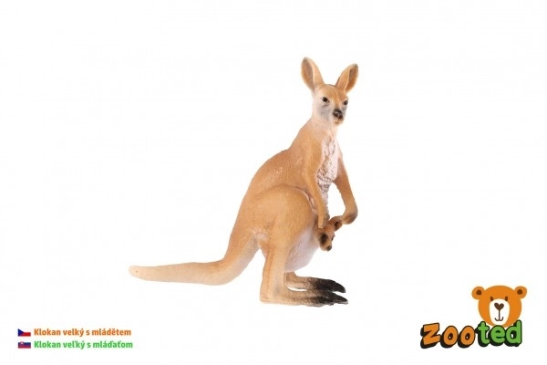Grote kangoeroe met jong zooted plastic 11cm in zak
