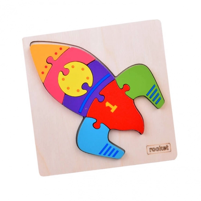 Houten puzzel Montessori raket