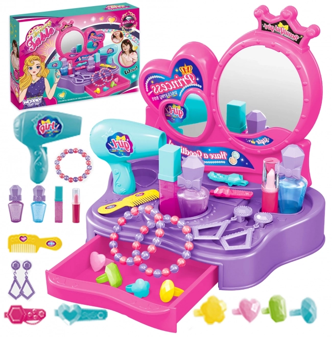 Kaptafel voor prinsessen Woopie - Schoonheidsstudio met 18 accessoires