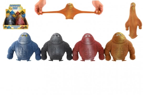 Gorilla anti-stress speelgoed gevuld met zand 400 g siliconen 12 cm 4 kleuren 8 stuks in doos