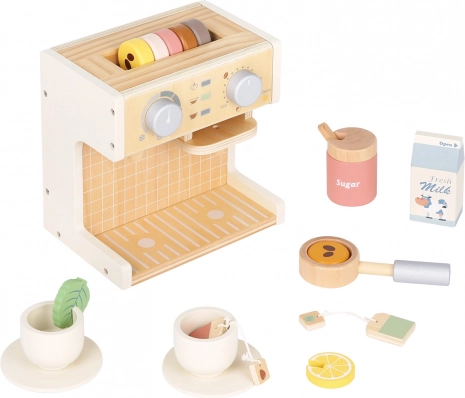 Houten koffiezetapparaat voor kinderen met accessoires