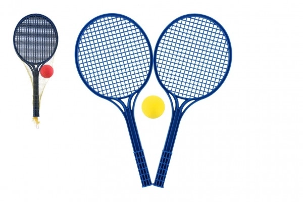 Zachte tennisplastic kleurrijk + balletje 53cm in net