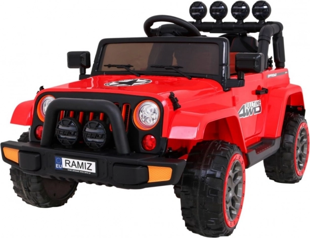 Elektrische terreinwagen voor kinderen Full Time 4WD met 4x4-aandrijving, afstandsbediening en LED-verlichting – Rood