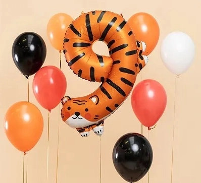 Folioballon verjaardag nummer 9 - Tijger 64 x 87 cm