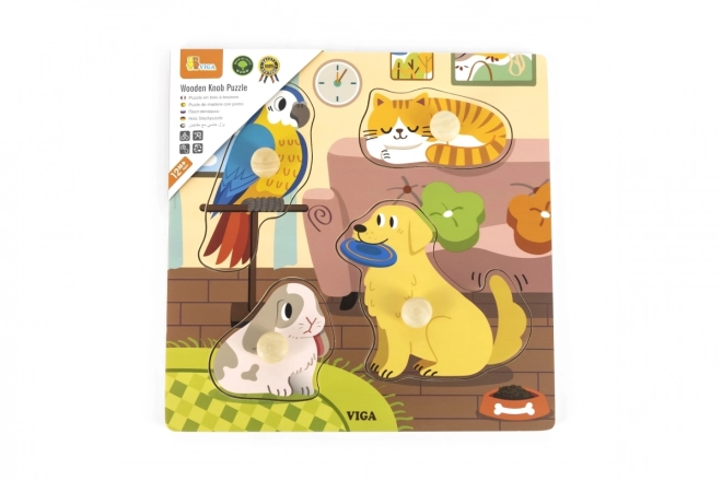 Houten puzzel - huisdieren