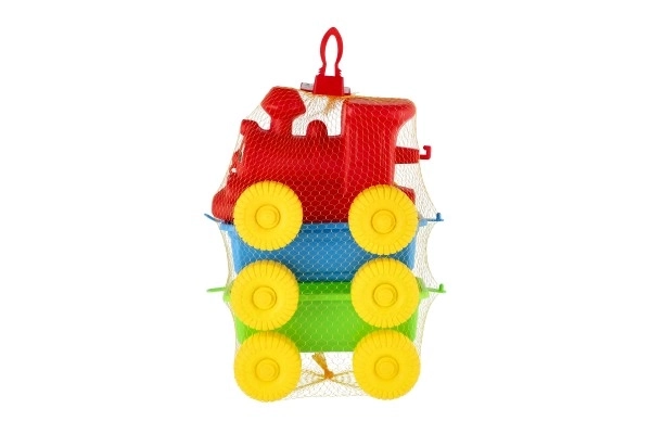 Trein + 2 wagons kunststof 60cm in net