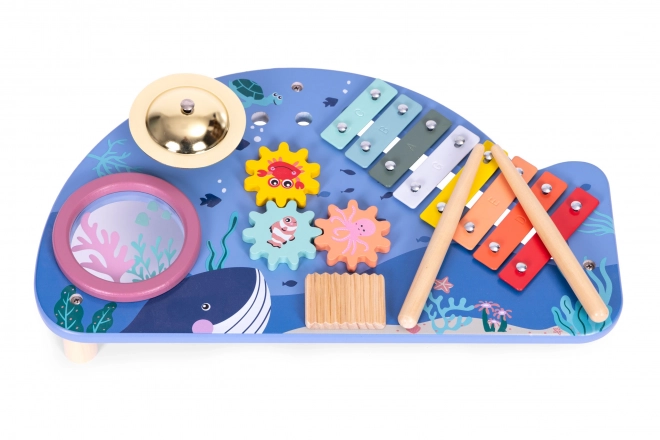 Muziektafel met xylofoon, bekkens, tamboerijn en rammelaar zee wereld ECOTOYS