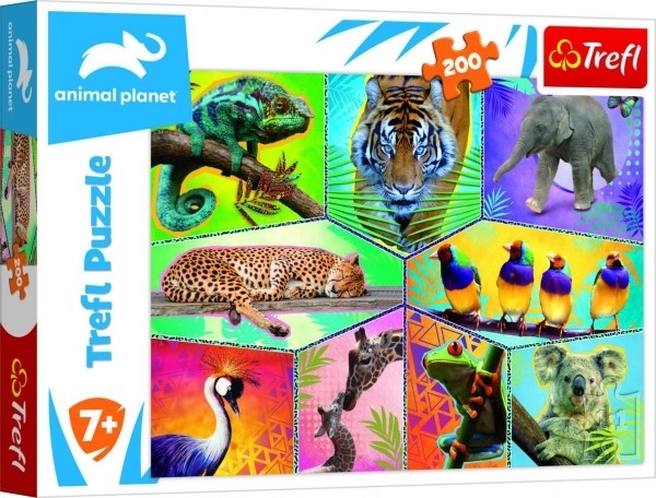Puzzel Planeet van Dieren 48x34cm 200 stukjes in doos 33x23x4cm
