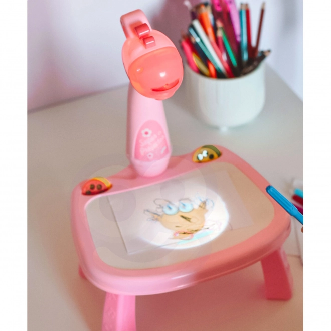 Schrijf- en tekentafel WOOPIE met projector giraffe en stiften
