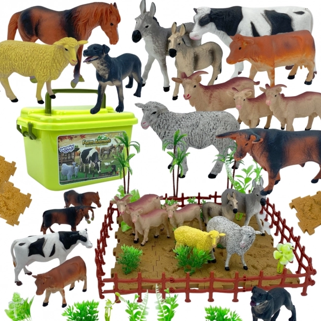 Set boerderijdieren met koffer 57 stuks