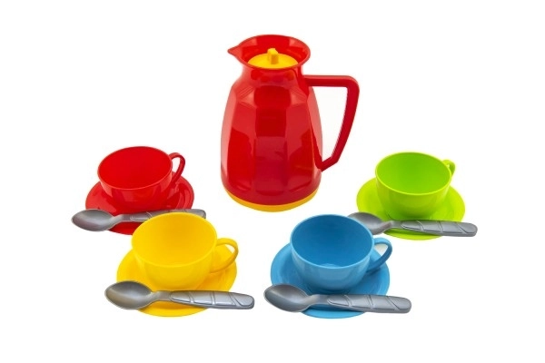Theeservies van plastic 13-delig in netje 11x20x11cm 12m+