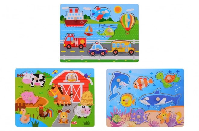 Houten puzzel met handvat klein
