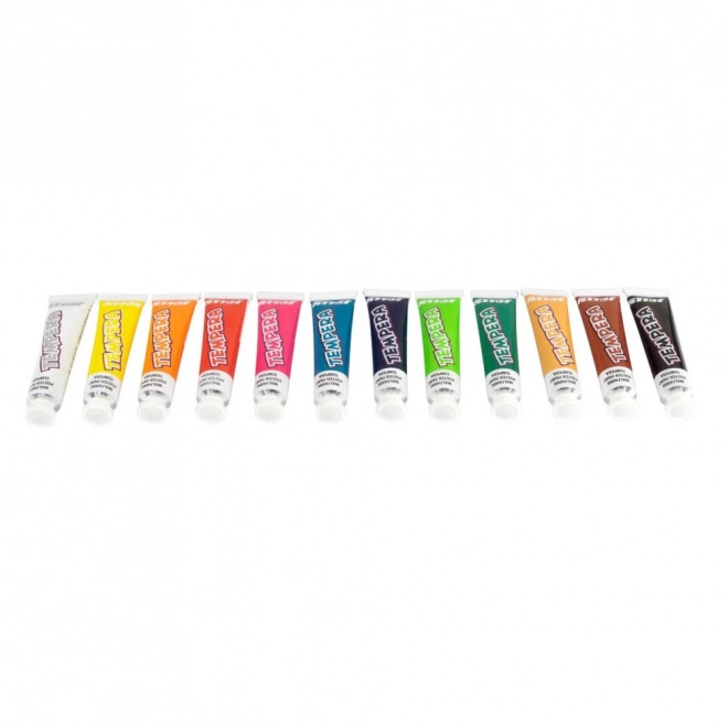 Tempera verf 12 kleuren in metalen doos