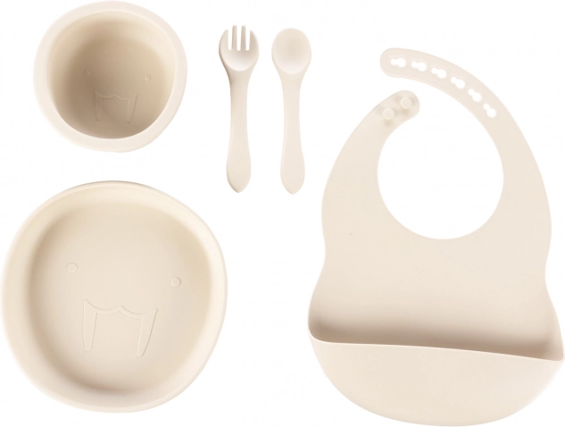 Siliconen kinderserviesset, Sand Beige