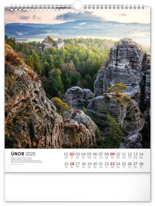 NOTIQUE Muurkalender Wandelen door het Tsjechische landschap 2025, 30 x 34 cm