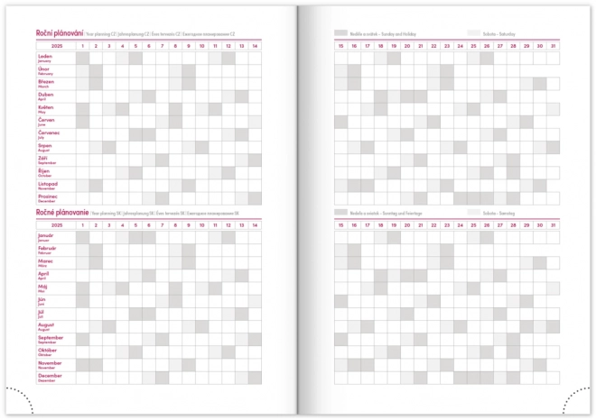 Weekagenda Aprint 2025, zwart, 15 × 21 cm