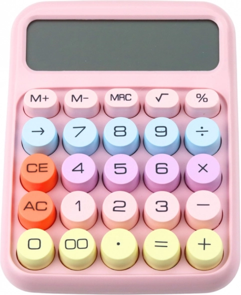 Roze batterijcalculator voor kantoor en school