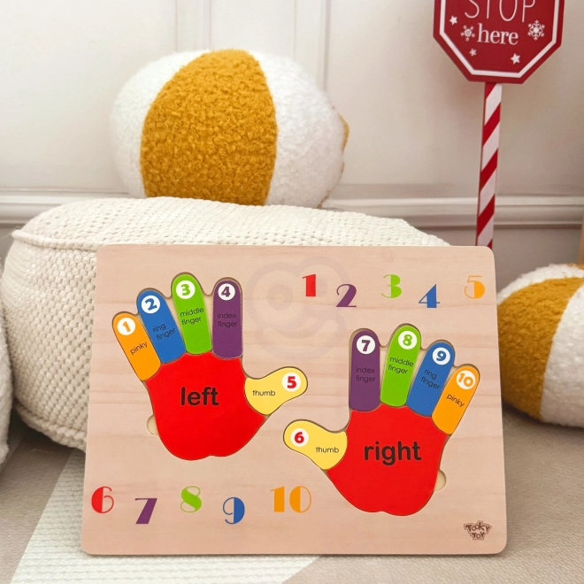 Educatieve houten puzzel handen en voeten
