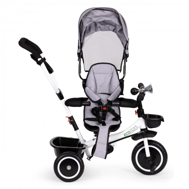 ECOTOYS Driewieler met zonnescherm en stuurstang - grijs