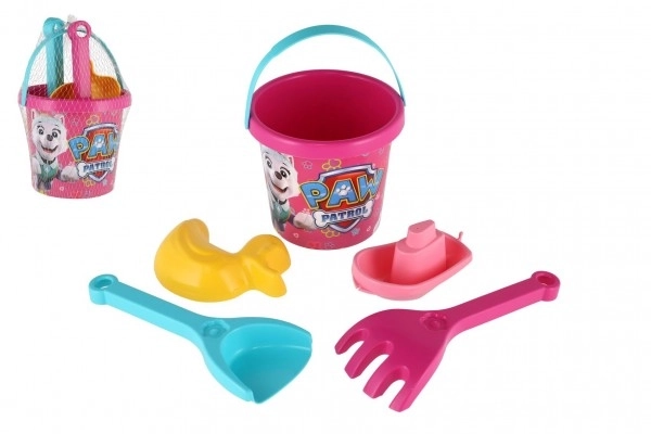 Zandset 5st plast Paw Patrol/Reddingshonden roze in net 12x22x12cm 12m+ Wader