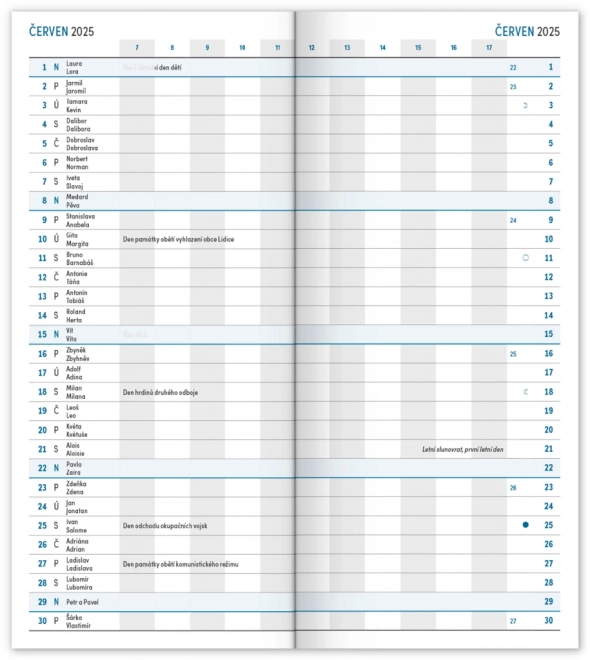 NOTIQUE Zakagenda Blauw 2025, maandelijkse planner, 8 x 18 cm