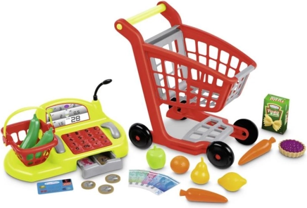 Winkelwagen met accessoires en kassa voor kinderen