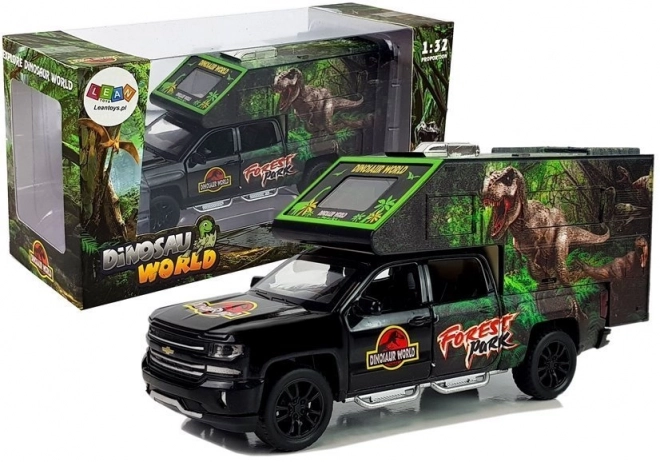 Zwarte camper met dinosaurussen 1:32