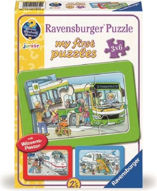 Mijn eerste puzzel Vervoermiddelen 3x6 stukjes