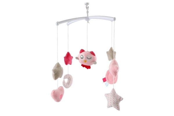Mobiel met spelende uiltje voor boven het bed roze
