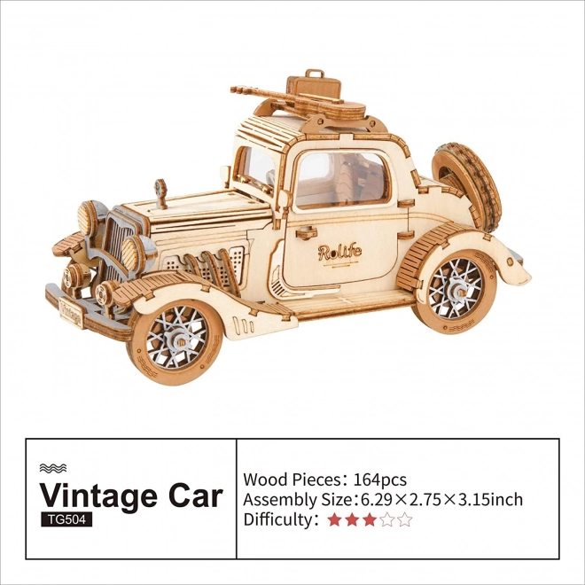 Vintage Auto - moderne 3D houten puzzel