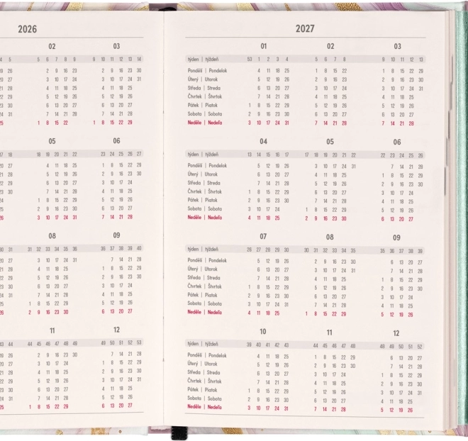 Notique Wekelijkse Magnetische Agenda Roze Marmer 2026