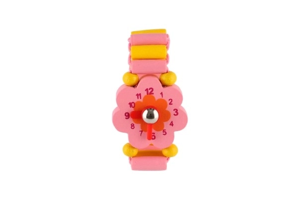 Horloge hout armband 7cm mix soorten/kleuren met standaard