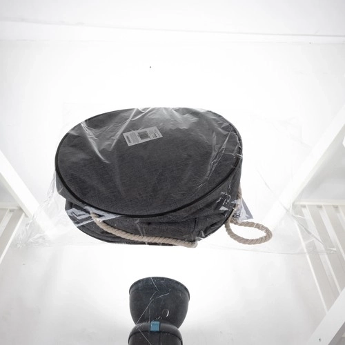 Grijze speelgoedmand met speelkleed