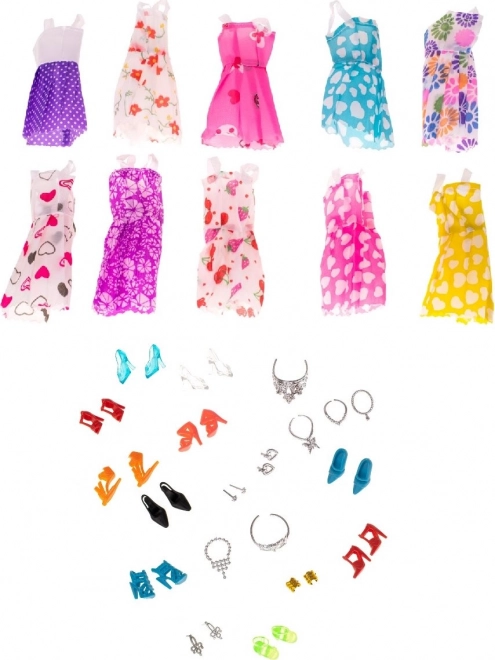 Set kleding en accessoires voor poppen - 43 stuks