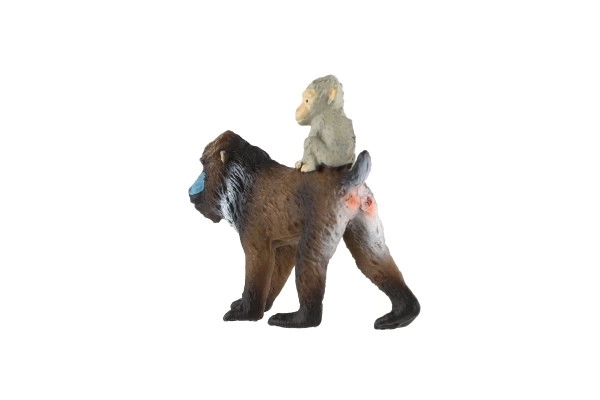 Mandrill vrouwtje en jong van zooted kunststof 6cm in zak