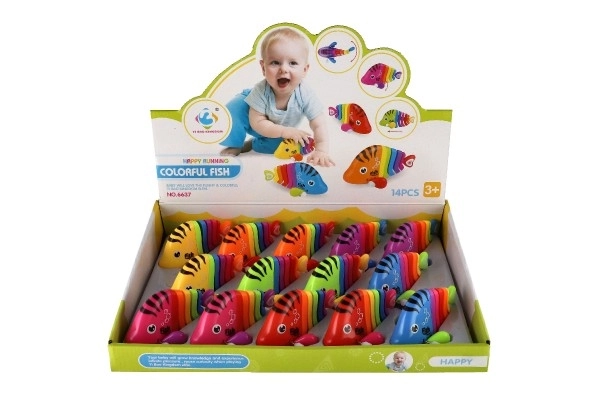 Visje op windmechanisme plastic 11cm mix van kleuren 14st in doos