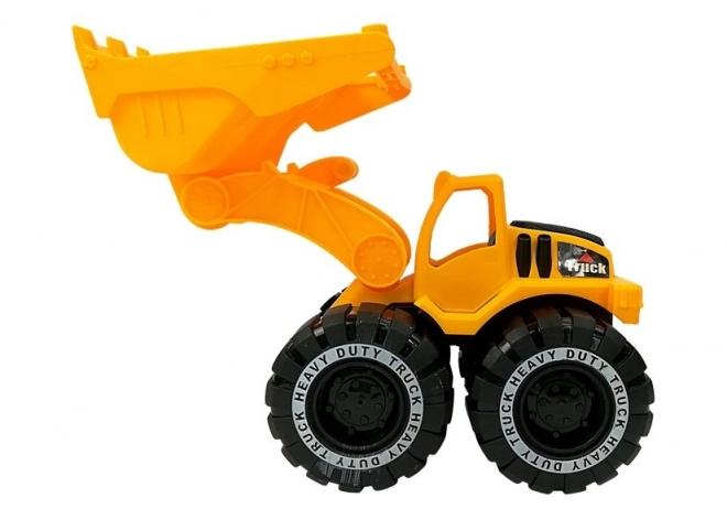 Grote vrachtwagenspeelgoed met aanhanger en bulldozer 49 cm