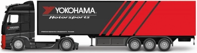 Vrachtwagen met aanhanger Bburago 1:43 MB Actros Gigaspace Firestone