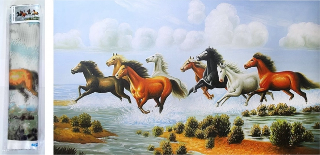 Diamantschilderen Galopperende kudde 80x40cm