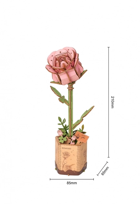 RoboTime Houten 3D puzzel Roze Roos