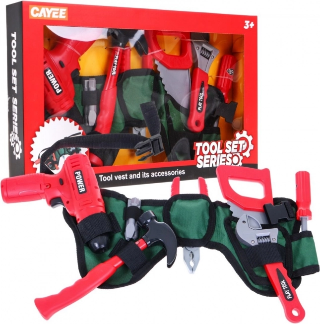 Kinder gereedschapsriem met set gereedschap en interactieve boormachine, verstelbaar, 3+