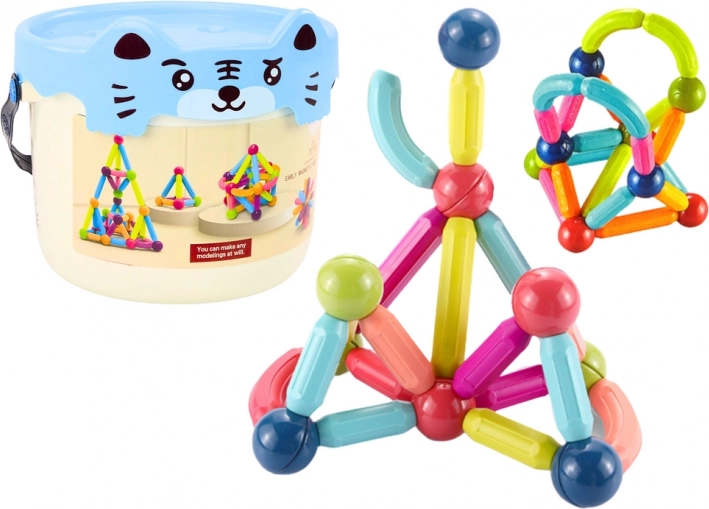 Magnetische blokken met emmer 78 onderdelen Blauwe kat