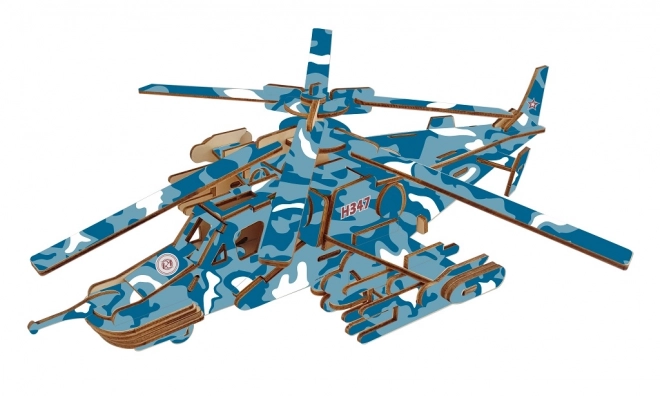 Woodcraft Houten 3D puzzel Gevechtshelikopter Zwarte haai