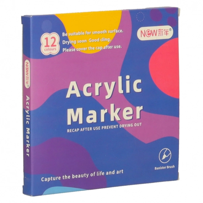 Waterdichte acrylstiften voor textiel en stenen DIY 12 stuks